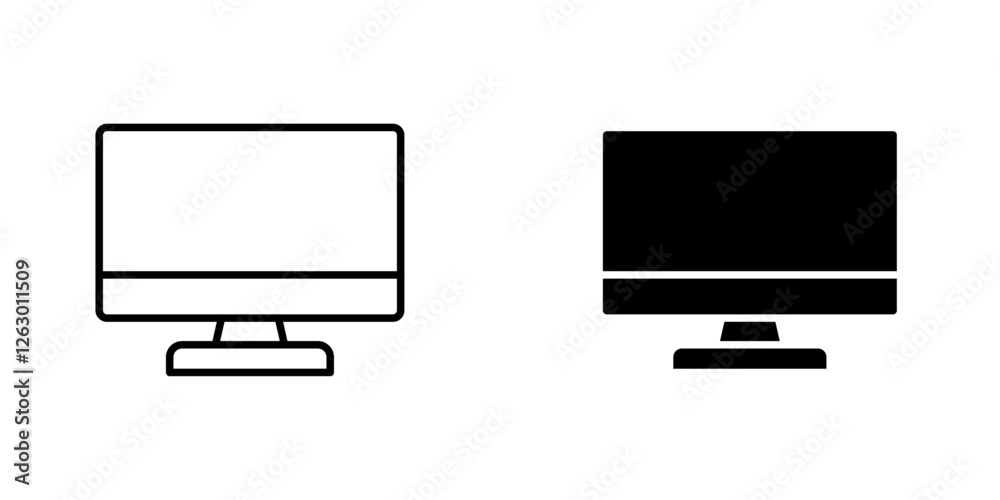 Computer vectors icons set in filled and strokes on white background Computer vectors icons set in filled and strokes on white background