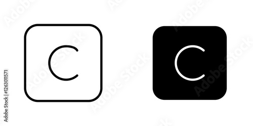 Copyright vectors icons set in filled and strokes on white background