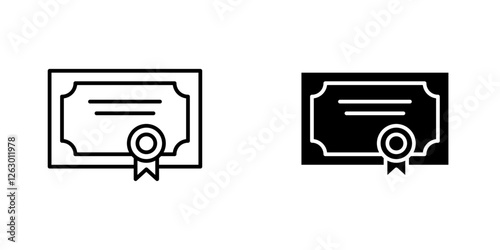 Diploma vectors icons set in filled and strokes on white background