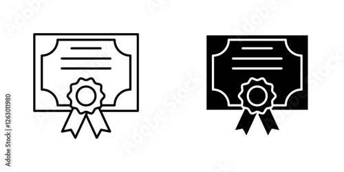 Diploma vectors icons set in filled and strokes on white background