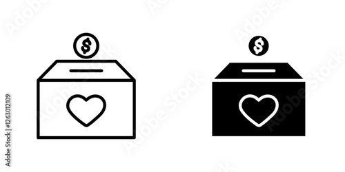Donate vectors icons set in filled and strokes on white background