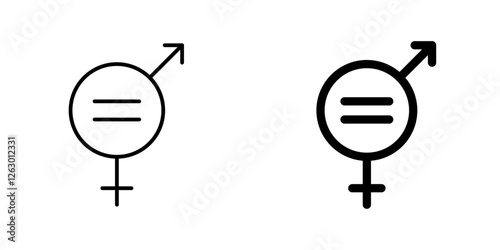 Equality vectors icons set in filled and strokes on white background