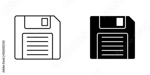 Floppy disk vectors icons set in filled and strokes on white background