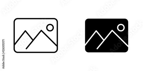 Gallery vectors icons set in filled and strokes on white background