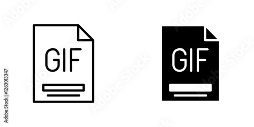 Gif vectors icons set in filled and strokes on white background