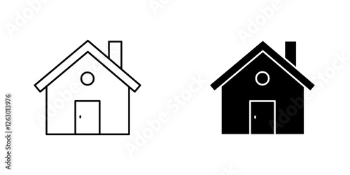 Home vectors icons set in filled and strokes on white background