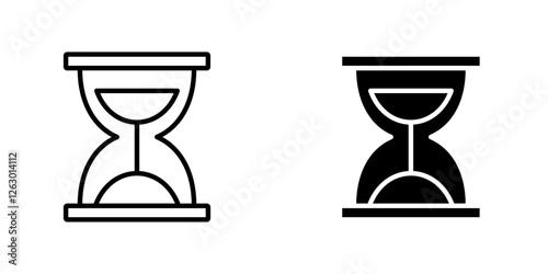 Hourglass vectors icons set in filled and strokes on white background