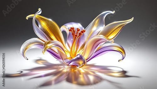 Stunning Glass Flower Art Sculpture Elegant Lily Design