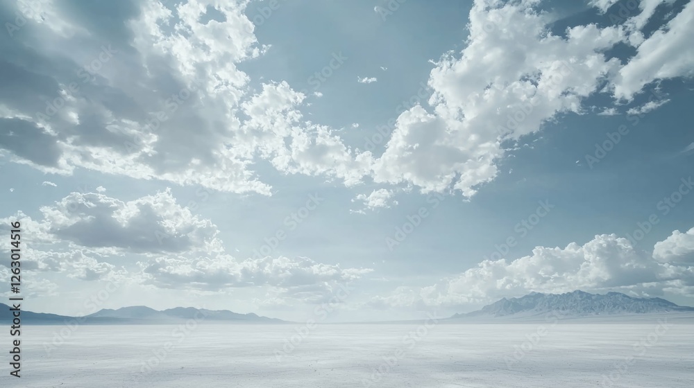 Fototapeta premium Serene Landscape with Expansive Sky and Soft Cloud Formation