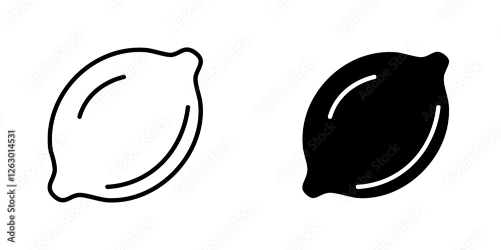 Lemon vectors icons set in filled and strokes on white background Lemon vectors icons set in filled and strokes on white background