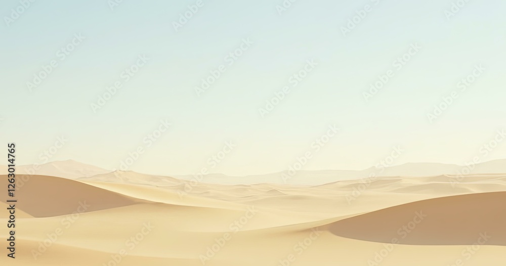 Desert Landscape with Undulating Sand Dunes and Distant Mountains Desert Landscape with Undulating Sand Dunes and Distant Mountains