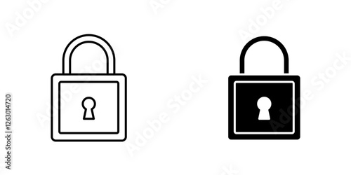 Lock vectors icons set in filled and strokes on white background