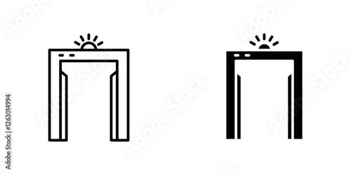 Metal detector vectors icons set in filled and strokes on white background