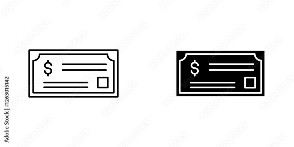 Money check vectors icons set in filled and strokes on white background Money check vectors icons set in filled and strokes on white background