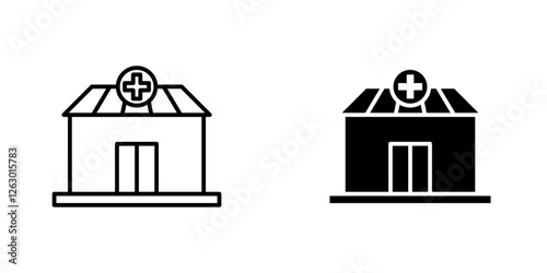 Pharmacy vectors icons set in filled and strokes on white background