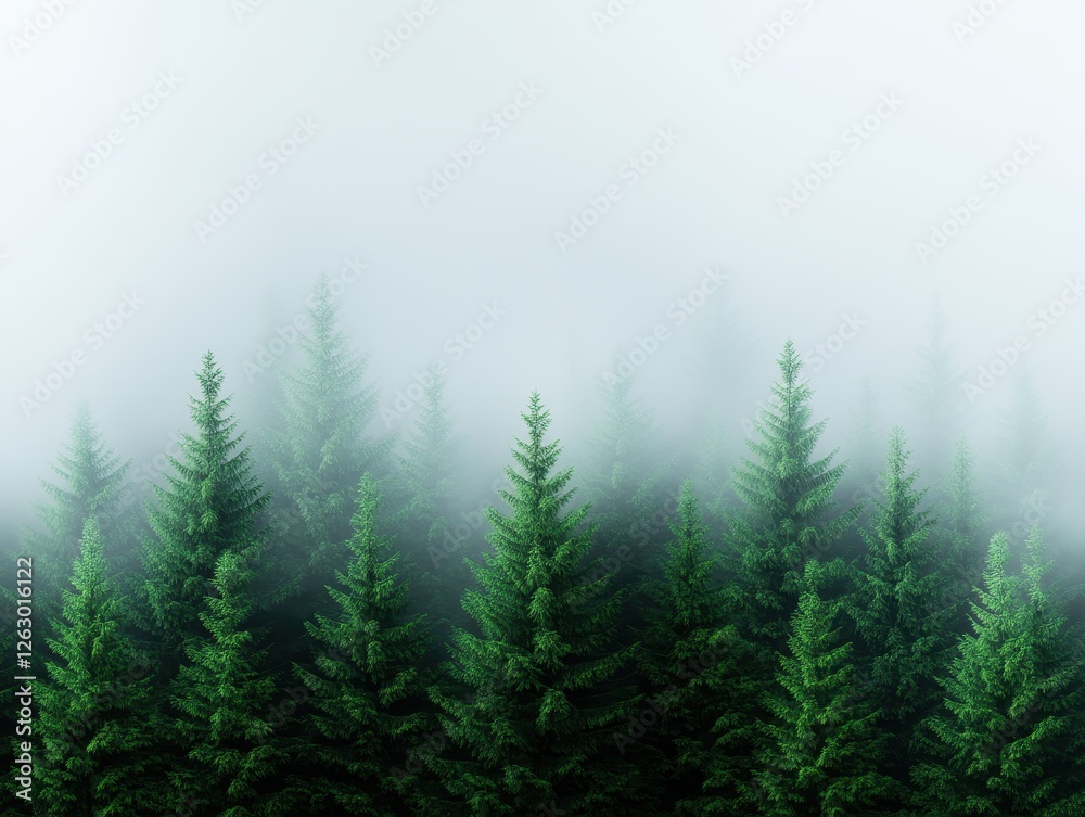 Fototapeta premium Ethereal Forest Scene in Carpathian Mountains with Soft Mist