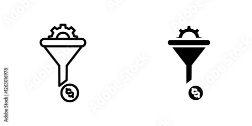 Sales Funnel vectors icons set in filled and strokes on white background