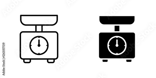 Scale vectors icons set in filled and strokes on white background