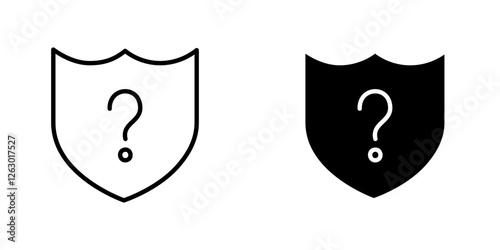 Shield interrogation vectors icons set in filled and strokes on white background