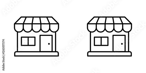 Shop vectors icons set in filled and strokes on white background