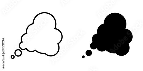 Smoke vectors icons set in filled and strokes on white background