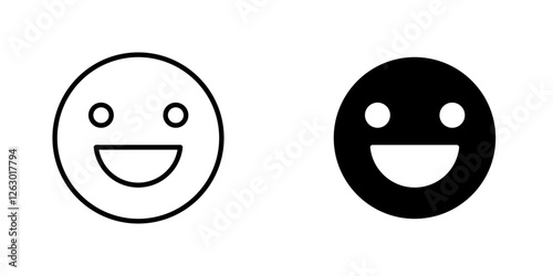 Smile wink vectors icons set in filled and strokes on white background