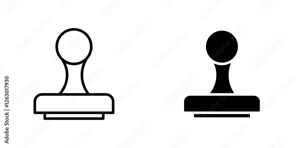 Stamp vectors icons set in filled and strokes on white background Stamp vectors icons set in filled and strokes on white background