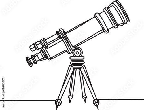 Simple School Telescope Outline | Vector Illustration