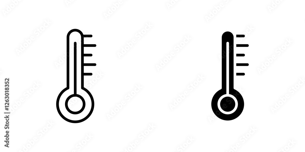 Temperature vectors icons set in filled and strokes on white background Temperature vectors icons set in filled and strokes on white background