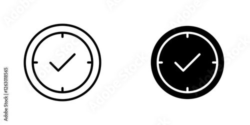 Time check vectors icons set in filled and strokes on white background