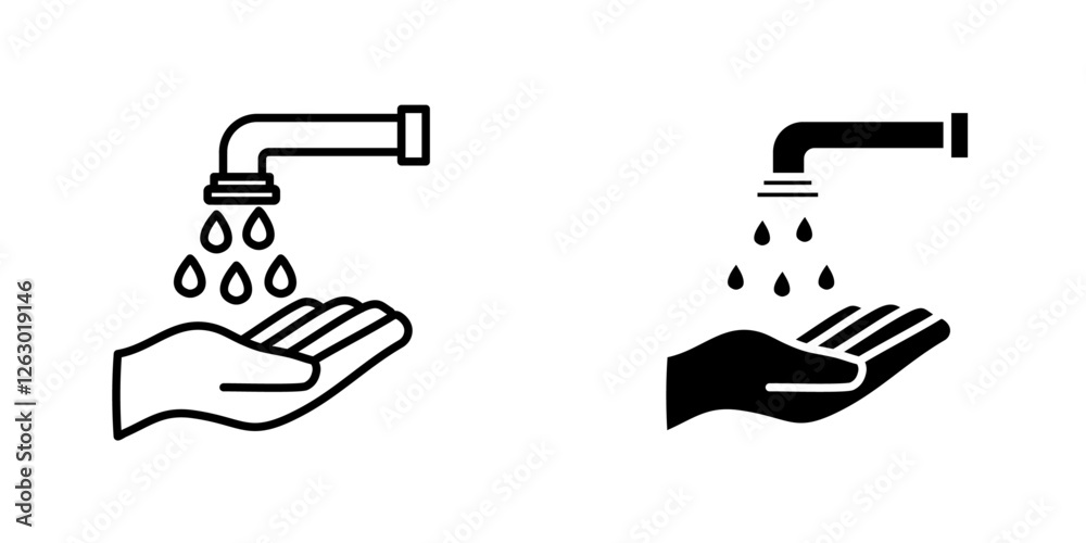 Wash your hands vectors icons set in filled and strokes on white background Wash your hands vectors icons set in filled and strokes on white background