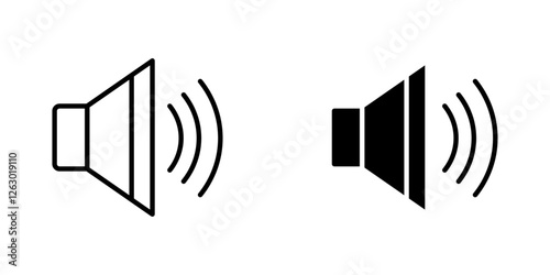 Volume vectors icons set in filled and strokes on white background