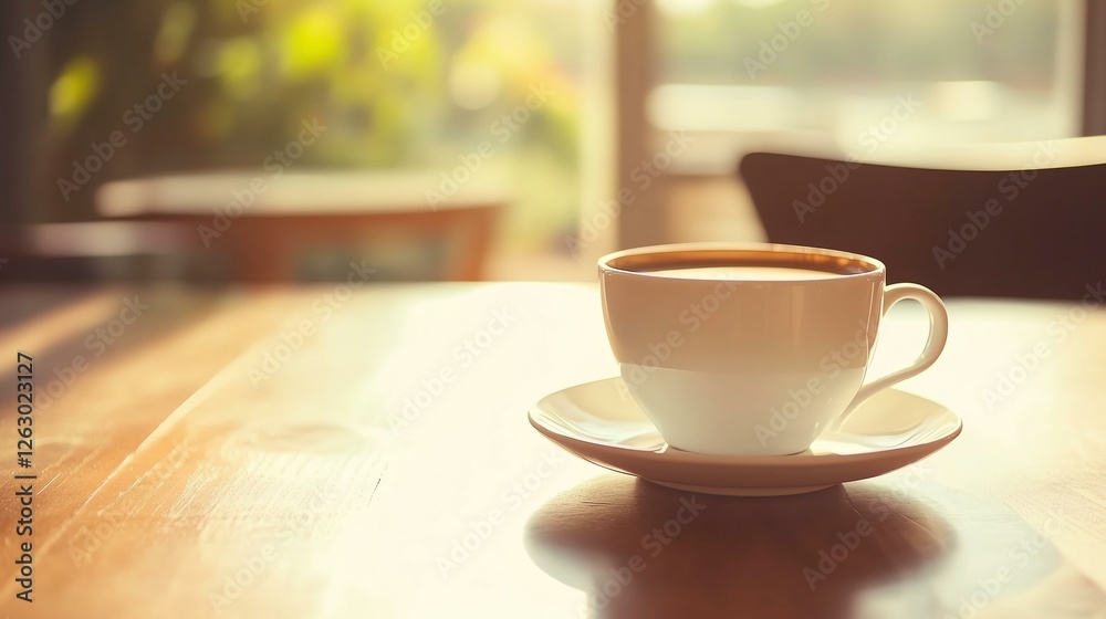 A stylish cup of coffee on a wooden table, perfect for cozy moments and relaxation. A stylish cup of coffee on a wooden table, perfect for cozy moments and relaxation.