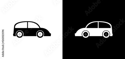 Simple car icon, transport vector illustration on white black background. Transport icon set to use for automotive, car service, car shop business. 