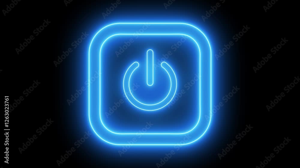 glowing power icon all the video with animated neon symbol design for mobile usage glowing power icon all the video with animated neon symbol design for mobile usage