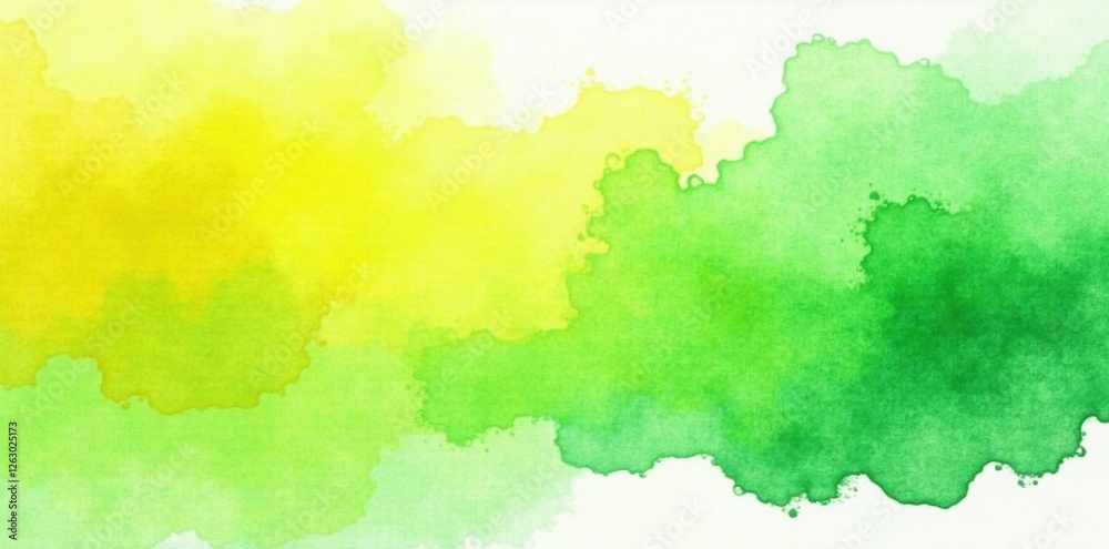 Obraz premium Abstract watercolor wash, vibrant spring yellow & green hues, happy, dazzling