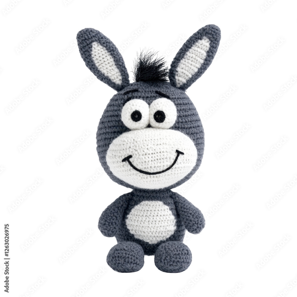 Cute Handmade Knitted Donkey Toy with Big Smile and Fun Features for Children's Playtime and Decor Cute Handmade Knitted Donkey Toy with Big Smile and Fun Features for Children's Playtime and Decor