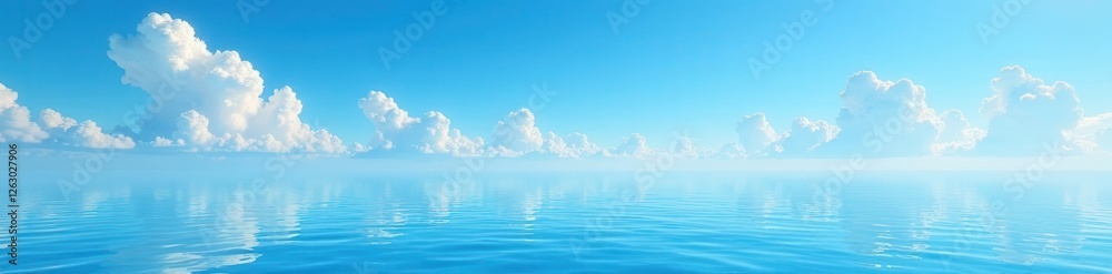 Fototapeta premium Azure expanse, central emptiness Clean, simple setting , space, bright