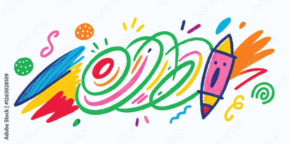 Obraz premium Crayon Doodle & Brush Stroke Vector Collection