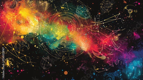 Dramatic Abstract Sketch of Zodiac Icons