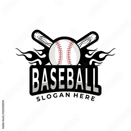 Elegant Baseball logo design. Baseball team or club sports with Flame and Bat logo vector