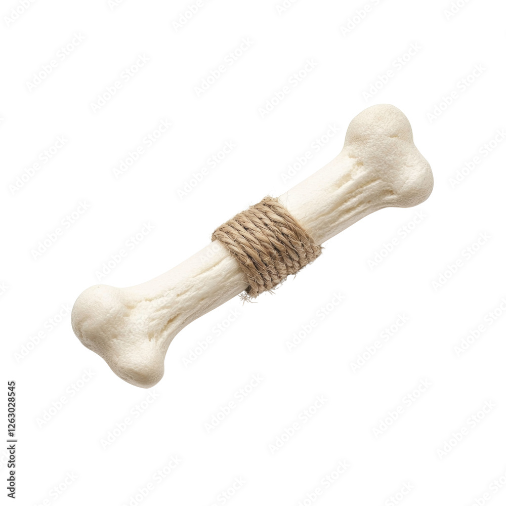Chew toy in the shape of a bone with natural texture and rustic rope detail for pets and dogs Chew toy in the shape of a bone with natural texture and rustic rope detail for pets and dogs