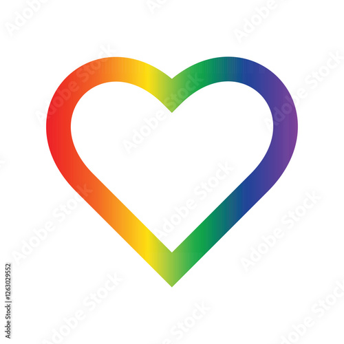 Heart shape in rainbow colors on a white background