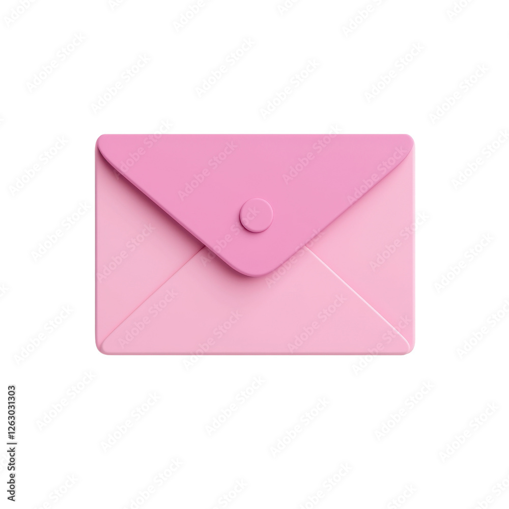 Stylish Pink Envelope with a Button Closure on a White Background for Creative Messaging and Stationery Design Stylish Pink Envelope with a Button Closure on a White Background for Creative Messaging and Stationery Design