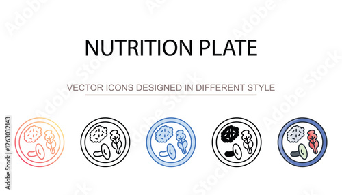 Nutrition Plate icon design with white background stock illustration