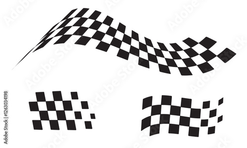 Racing flag vector icon on white background. Checkered flag. start and finish crossed flag. Racing flag.	