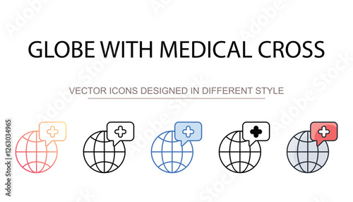Wallpaper Mural Globe With Medical Cross icon design with white background stock illustration Torontodigital.ca