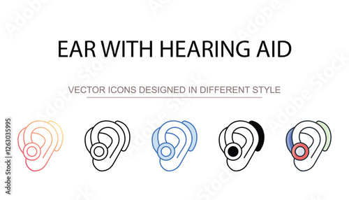 Ear With Hearing Aid icon design with white background stock illustration