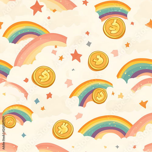 Rainbow and Gold Coin Pattern