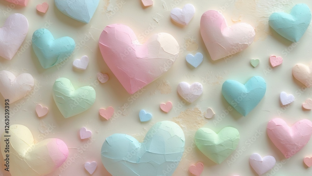Obraz premium Pastel hearts Valentine's day background.